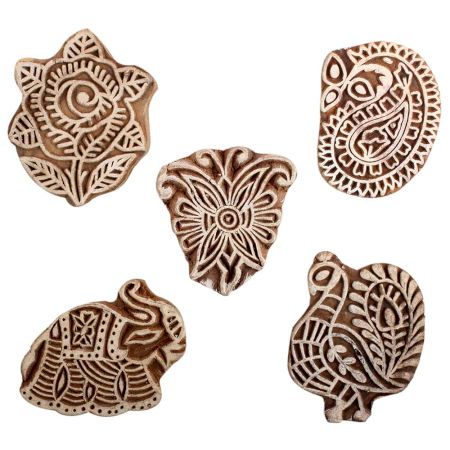 Set of 5 Piece New Mix Wooden Printing Block